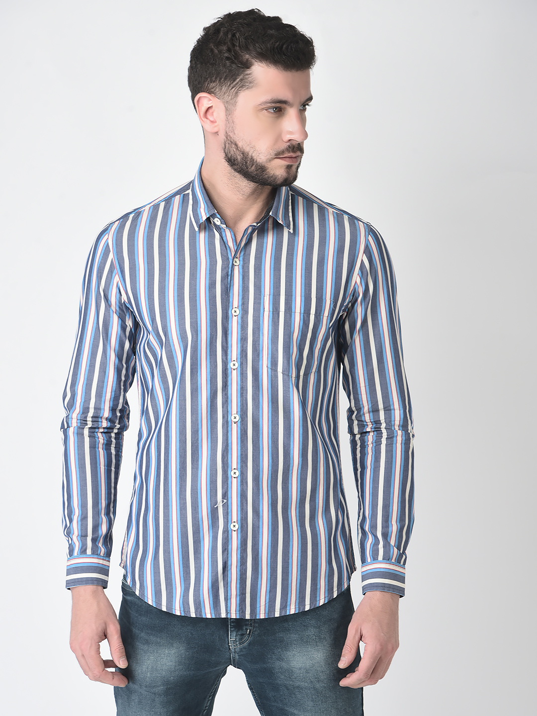 Numero Uno Men Striped Blue Shirt